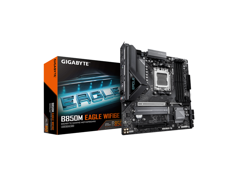 GIGABYTE B850M EAGLE WIFI6E AMD AM5 Motherboard, M-ATX, DDR5, 2x M.2, PCIe 5.0,