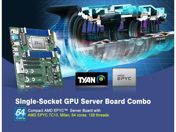 TYAN combo deal, S8030GM2NE-2T ATX Server Motherboard installed AMD Epyc 7C13,