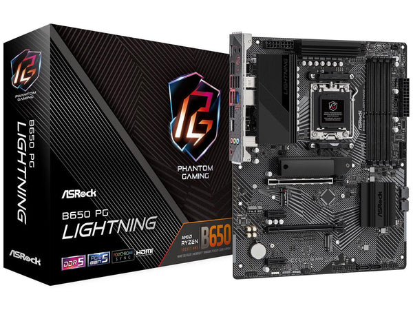 ASRock B650 PG LIGHTING AM5 ATX Motherboard, 4 slots DDR5, PCIE 4.0 x16,  3 M.2