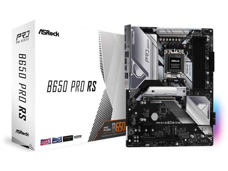 ASRock PRO B650 PRO RS AM5 ATX Mainboard , 4 slots DDR5, PCIE 4.0 x16,  3 M.2