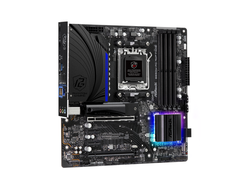 ASRock B650M PG RIPTIDE AM5 Micro-ATX Motherboard, 4 slots DDR5, 2 PCIe 4.0 x16,