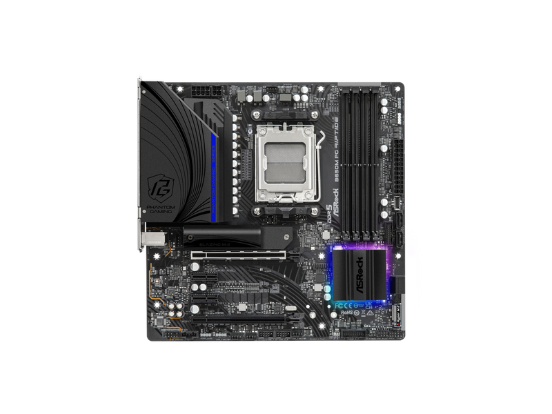 ASRock B650M PG RIPTIDE AM5 Micro-ATX Motherboard, 4 slots DDR5, 2 PCIe 4.0 x16,