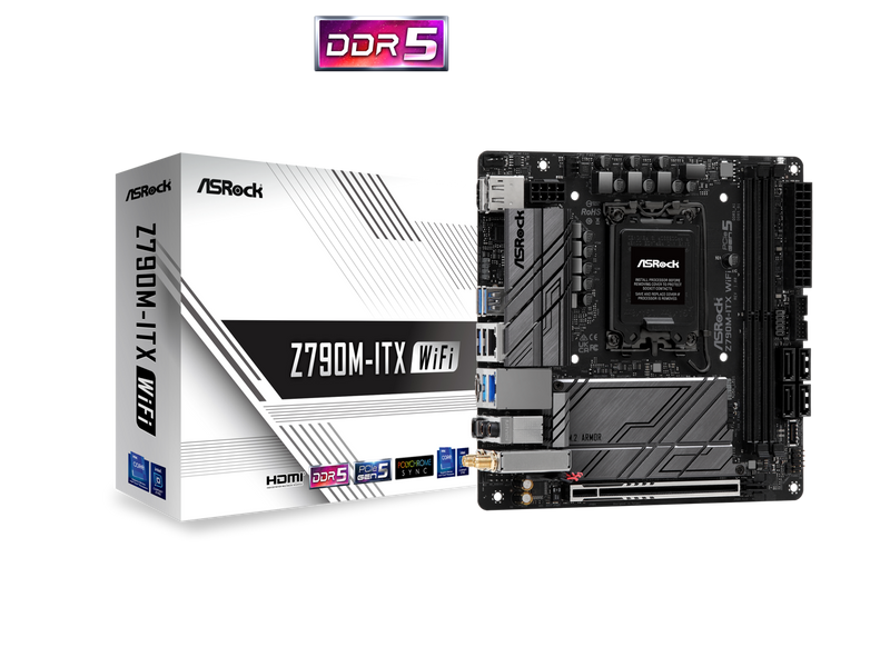 ASRock Z790M-ITX WIFI Intel LGA1700 (14th,13th,12th Gen) Mini-ITX Mainboard, 2