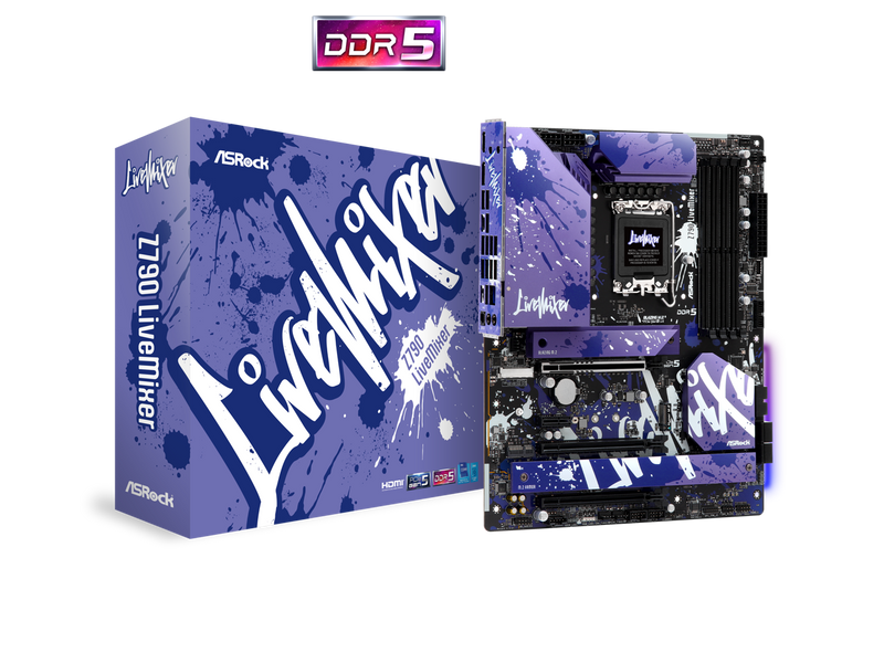 ASRock Z790 LiveMixer Intel LGA1700 (14th,13th,12th Gen) ATX Mainboard, 4 slots