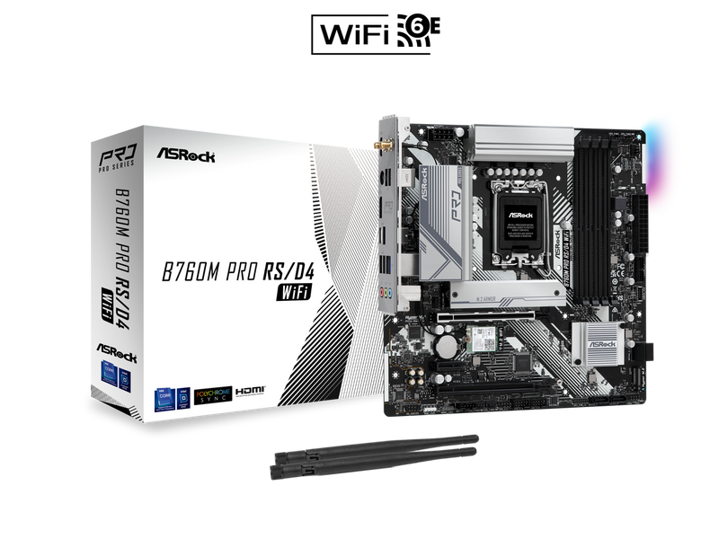 ASRock B760M Pro RS/D4 WiFi LGA 1700 DDR4 Micro ATX Motherboard