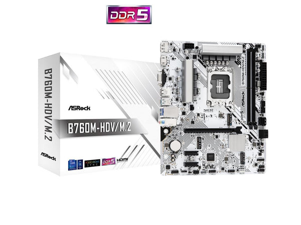 ASRock B760M-HDV/M.2 LGA1700 Micro ATX (280) Intel B760 SATA 6Gb/s DDR5 1 PCIe