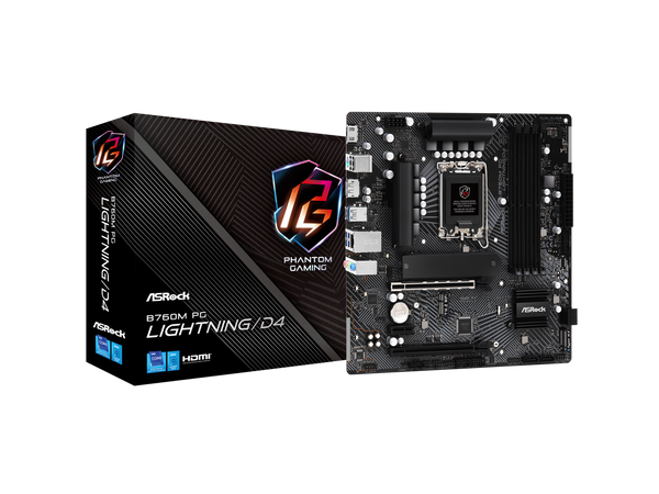 ASRock B760M PG Lightning/D4 LGA 1700 Intel B760 Micro ATX DDR4 4 SATA3