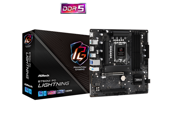 ASRock B760M PG Lightning LGA 1700 Intel B760 Micro ATX  DDR5 4 SATA3