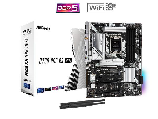 ASRock B760 Pro RS WiFi LGA 1700 Intel B760 ATX DDR5 4 SATA3, Motherboard