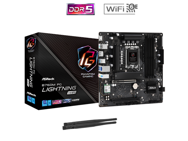 ASRock B760M PG Lightning WiFi LGA 1700 Intel B760 Micro ATX Motherboard