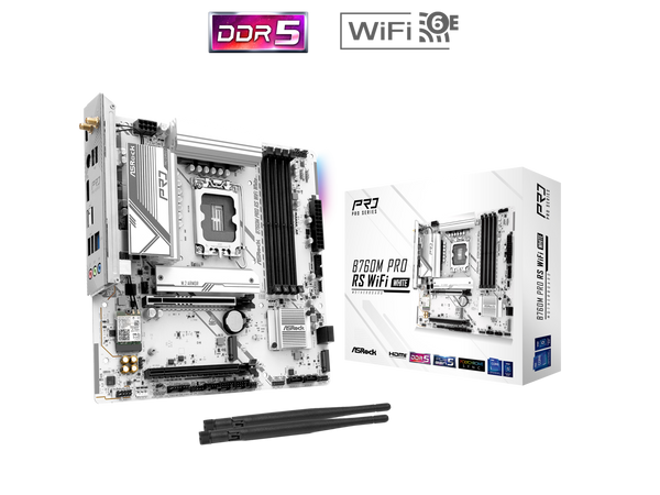 ASRock B760M Pro RS WiFi White LGA 1700 Intel B760 SATA 6Gb/s Micro ATX