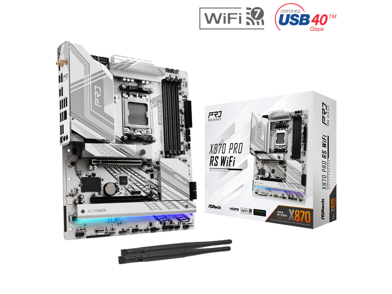 ASRock X870 PRO RS WiFi AM5 AMD X870 SATA 6Gb/s ATX Motherboard