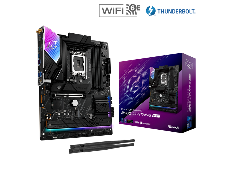 ASRock Phantom Gaming B860 Lightning WiFi LGA 1851 Intel B860 SATA 6Gb/s DDR5