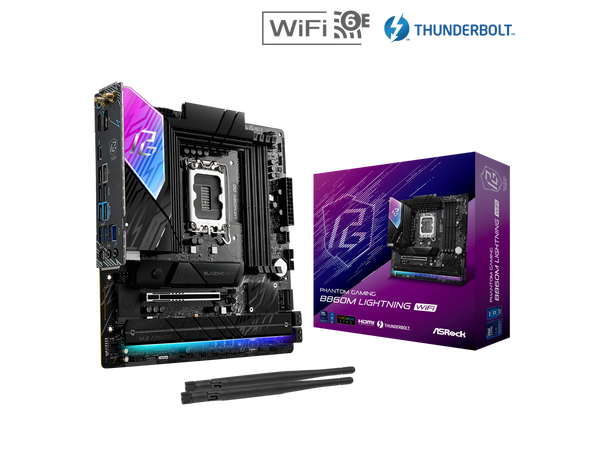 ASRock Phantom Gaming B860M Lightning WiFi LGA 1851 Intel B860 SATA 6Gb/s DDR5