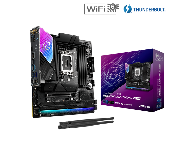 ASRock Phantom Gaming B860M Lightning WiFi LGA 1851 Intel B860 SATA 6Gb/s DDR5