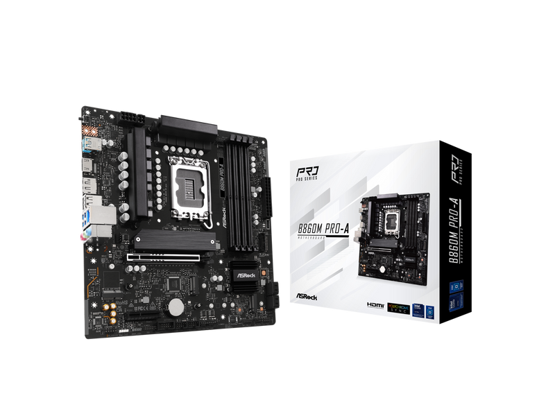 ASRock B860M Pro-A LGA 1851 Intel B860 SATA 6Gb/s Intel Core Ultra DDR5 Micro