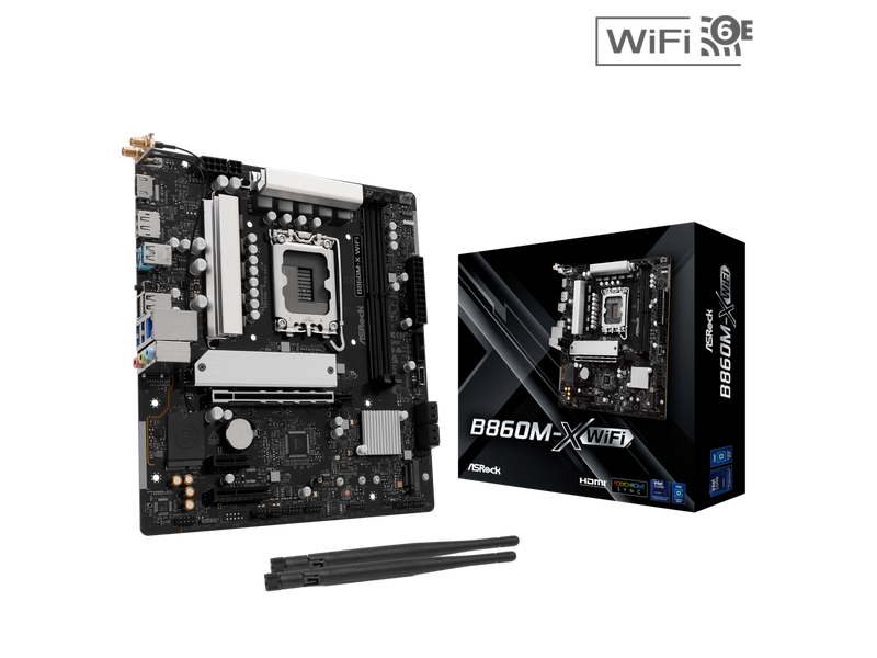 ASRock B860M-X WiFi LGA 1851 Intel B860 SATA 6Gb/s Intel Core Ultra DDR5 Micro