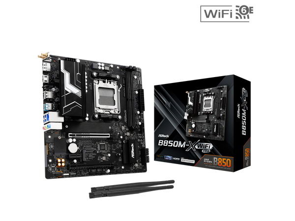 ASRock B850M-X WiFi R2.0 AM5 AMD B850 SATA 6Gb/s USB 3.2 Dual Graphics Outputs