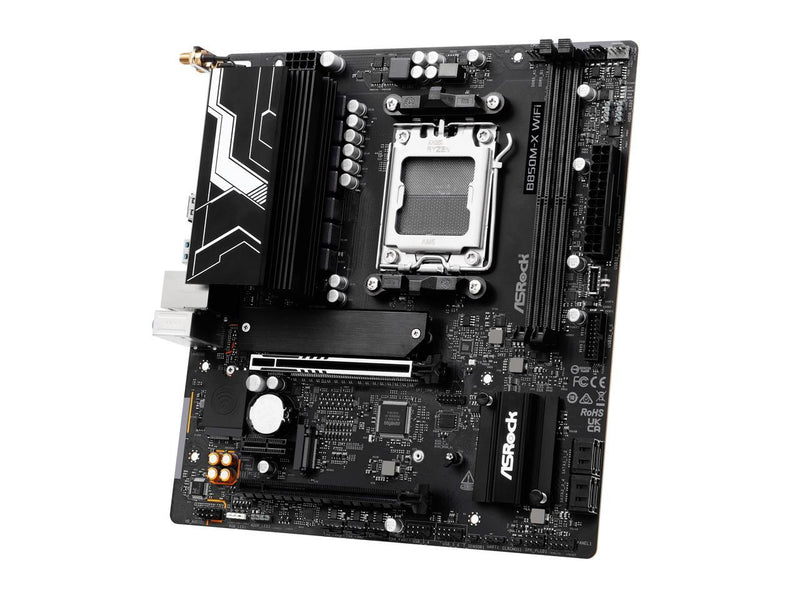ASRock B850M-X WiFi R2.0 AM5 AMD B850 SATA 6Gb/s USB 3.2 Dual Graphics Outputs