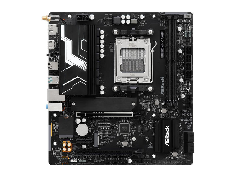 ASRock B850M-X WiFi R2.0 AM5 AMD B850 SATA 6Gb/s USB 3.2 Dual Graphics Outputs