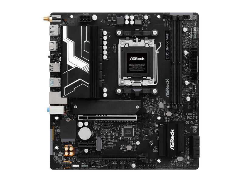 ASRock B850M-X WiFi R2.0 AM5 AMD B850 SATA 6Gb/s USB 3.2 Dual Graphics Outputs