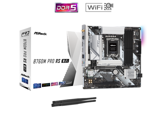 ASRock B760M PRO RS WiFi LGA 1700 Intel B760 Micro ATX Motherboard