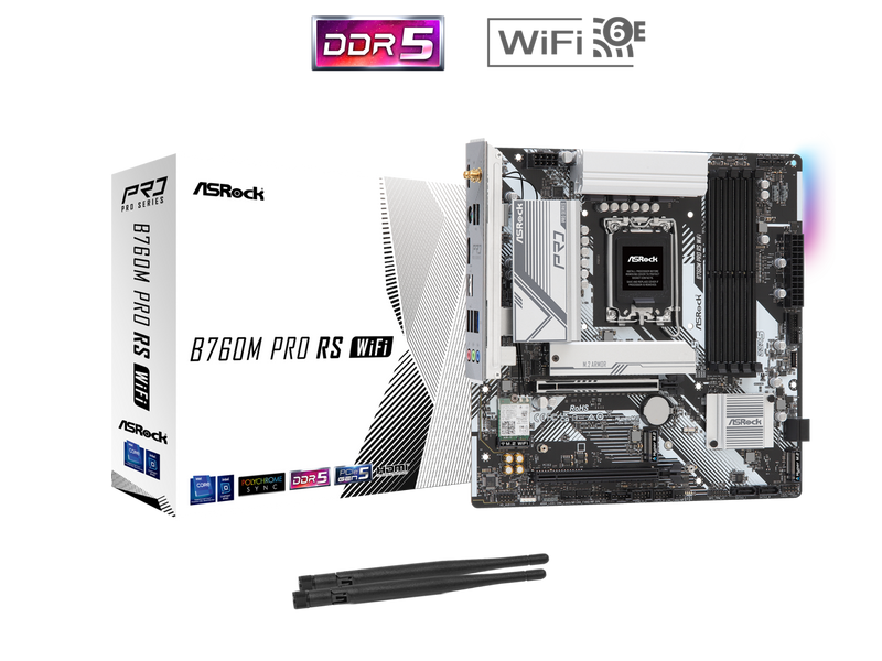ASRock B760M PRO RS WiFi LGA 1700 Intel B760 Micro ATX Motherboard