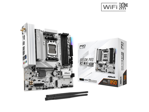 ASRock B850M Pro RS WiFi White Micro ATX Motherboard