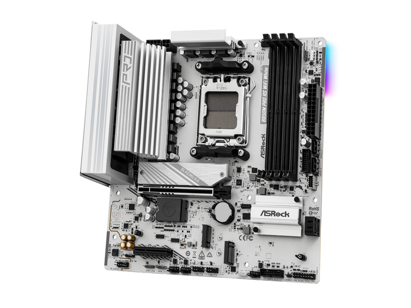 ASRock B850M Pro RS WiFi White Micro ATX Motherboard