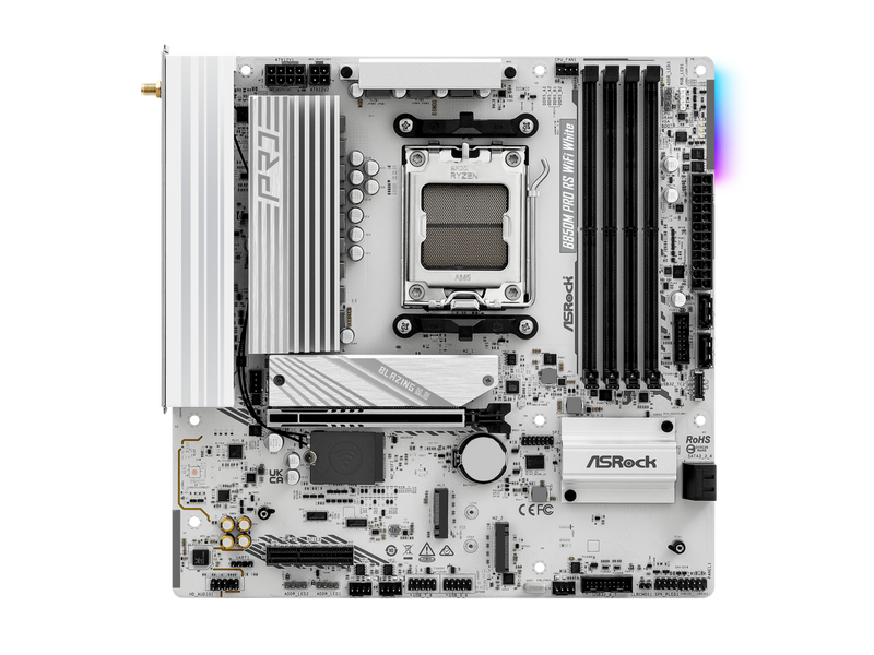 ASRock B850M Pro RS WiFi White Micro ATX Motherboard