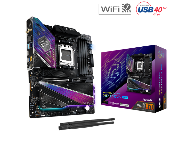 ASRock Phantom Gaming X870 Nova WiFi AM5 AMD X870 ATX Motherboard