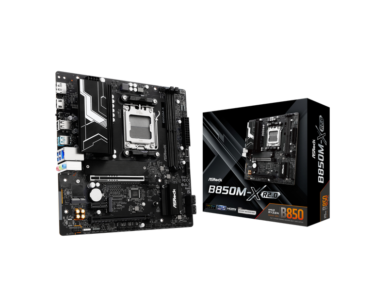 ASRock B850M-X R2.0 AM5 Micro-ATX Motherboard: AMD Ryzen 9000/8000/7000 Ready |
