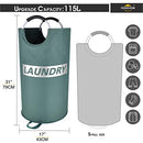DOKEHOM 115L X-Large Laundry Basket, Collapsible Laundry Hamper - Green&Sliver - Brand New