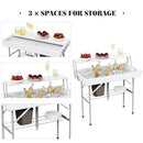 ALLPOP 2 TIERS FOLDING ICE COOLER TABLE WITH MATCHING SKIRT - WHITE - Brand New