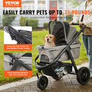VEVOR LARGE PET STROLLER FOR DOGS CATS UP TO 75LBS 3 WHEELS FOLDING - DARK/GRAY - Like New
