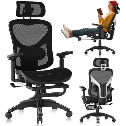 NEXHUT ERGONOMIC OFFICE CHAIR MESH DESK CHAIR WITH FOOTREST - Scratch & Dent