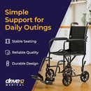 DRIVE MEDICAL FOLDING TRANSPORT WHEELCHAIR RELIABLE MOBILITY TR37E-SV - SILVER - Like New