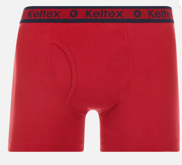 KELTEX® MEN'S COTTON BOXER BRIEFS 3 PACK - SIZE: MEN L- BLACK/GRAY/RED - Brand New