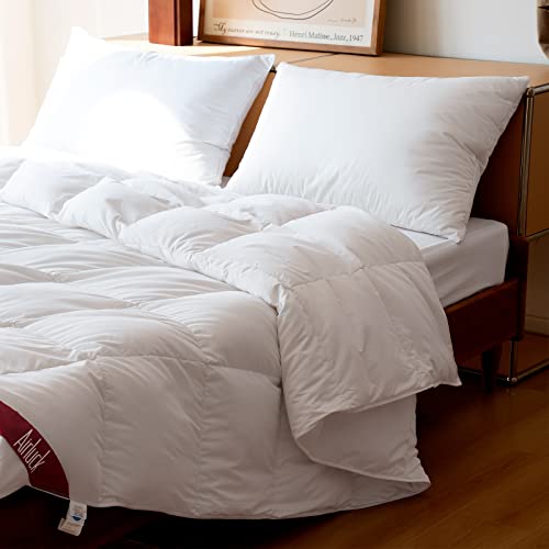 AIRLUCK LUXURY FEATHER DOWN COMFORTER, QUEEN FULL SIZE, AIRGD20-010 - White - Like New