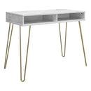 NOVOGRATZ ATHENA COMPUTER DESK WITH STORAGE, WHITE FAUX MARBLE - WHITE MARBLE - Like New