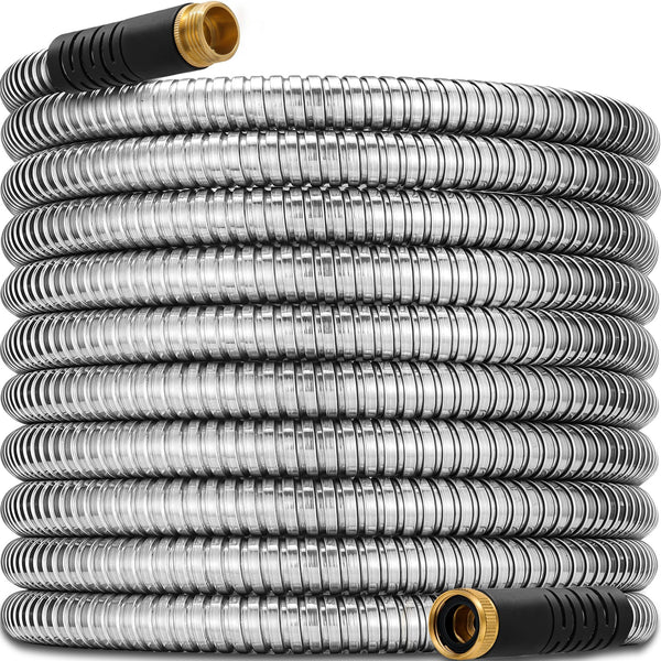 RULOYIU 100 FT STAINLESS STEEL GARDEN HOSE 2025 UPGRADED METAL WATER HOSES - Like New