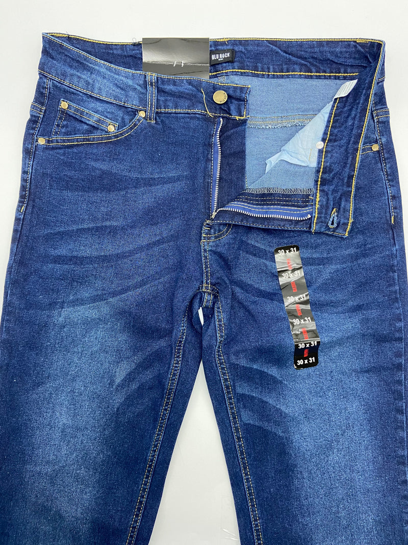 BLU ROCK DENIM JEANS MENS CLASSIC RELAXED FIT - SIZE: MEN 30X31 - DARK WASH - Brand New
