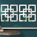 2 Pack Silver Mirrored Square Wall-Mounted Mirrors Modern Glam Accent Decor - Like New