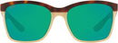 Costa Del Mar Women's Anaa Polarized Rectangular Sunglasses -GREEN/TORTOISE - Like New