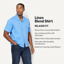 AEMN95416M26 Amazon Essentials Men's Relaxed-Fit Short Sleeve Shirt, L, Blue - Like New