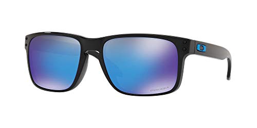 009102 OAKLEY MEN'S HOLBROOK SQUARE SUNGLASSES POLISHED BLACK/PRIZM SAPPHIRE - Like New