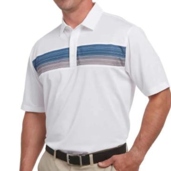 PEBBLE BEACH MEN'S DRY-LUXE PERFORMANCE GOLF POLO - SIZE: MEN S - WHITE - Brand New