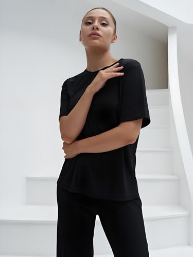 TALMONT WOMEN'S PAJAMA SET SHORT SLEEVE 2 PIECE OUTFITS, SIZE M-L - BLACK - Brand New