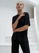 Talmont Women's Pajama Set Short Sleeve 2 Piece Outfits - Size 2XL, Black - Brand New