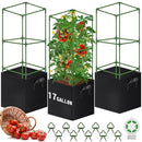 WLLEYAY 3 Pack 46'' Square Tomato Cages with 17 Gallon Grow Bags - Like New
